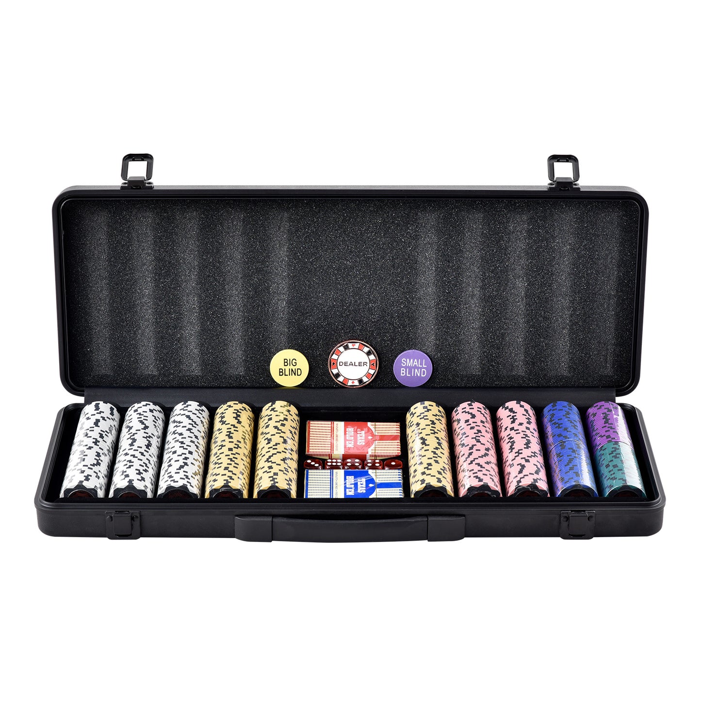 Poker Chip Set 500-Piece, Heavyweight 14 Gram Clay Chips with ABS Case, Waterproof Plastic Cards