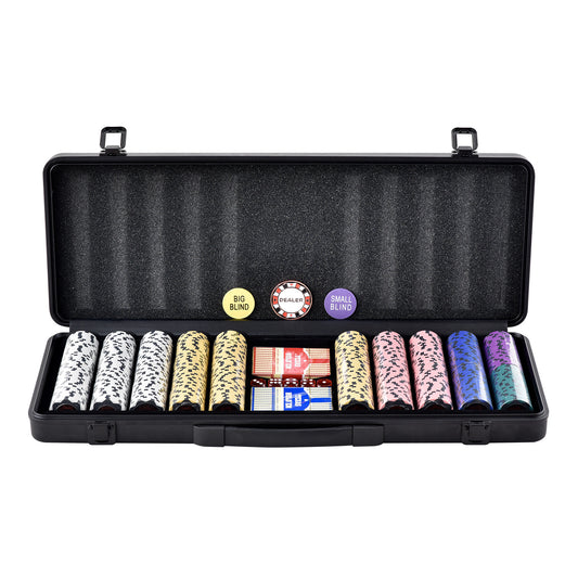 Poker Chip Set 500-Piece, Heavyweight 14 Gram Clay Chips with ABS Case, Waterproof Plastic Cards
