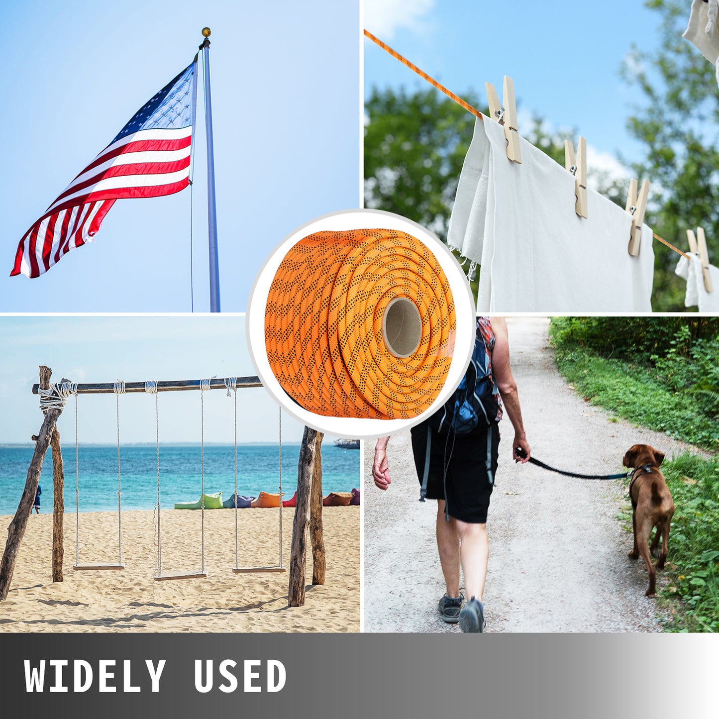 Polyester Rope 7/16in x 150ft, Load and Pulling Rope, 8400lbs Breaking Strength