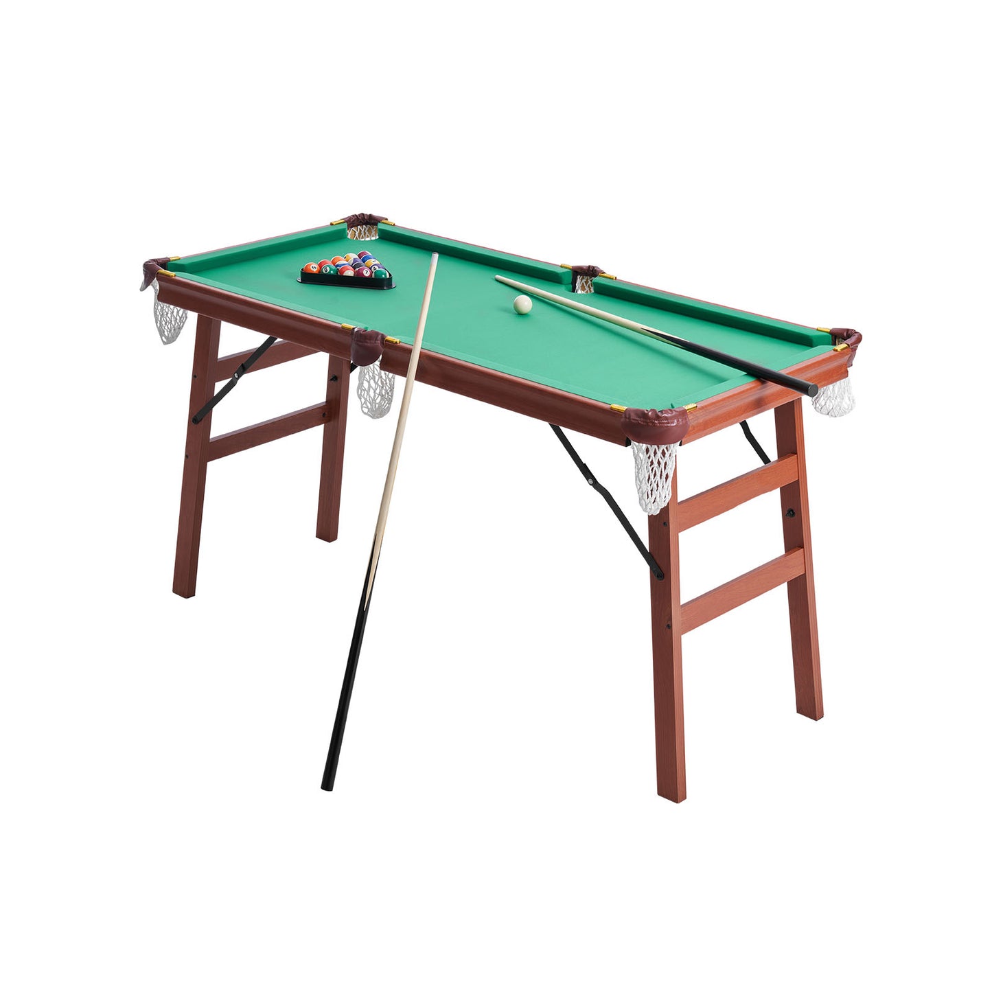 Folding Pool Table 4.5 ft., Portable Foldable Billiards Game Set with Ball, Cue, Rack, Chalk, Brush