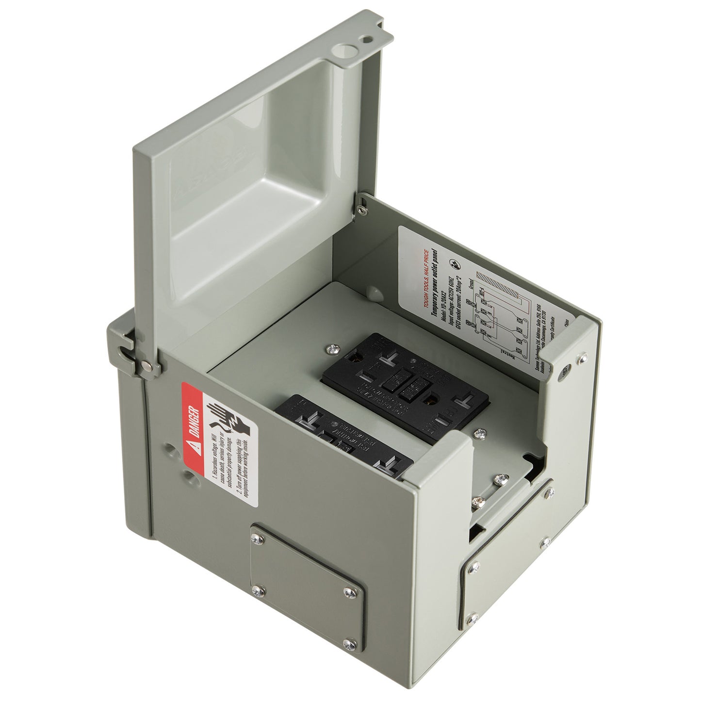 Outdoor Electrical Outlet Box with Dual 20 Amp GFCI Receptacles, IP54 Weatherproof, for Patio and Decor Use