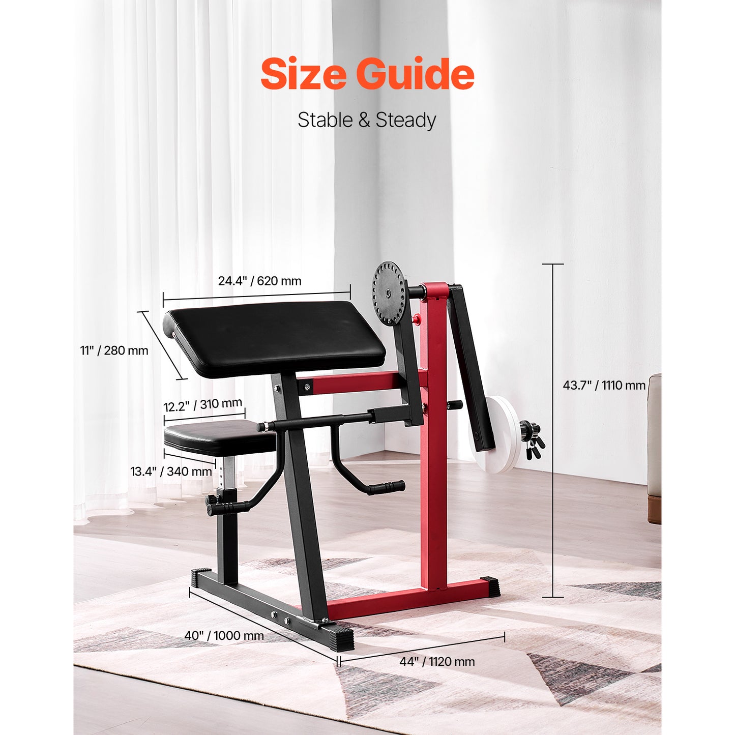 Preacher Curl Machine 2-in-1 Bicep Tricep Extension Bench 165 lb. Capacity Adjustable Arm Isolation Station