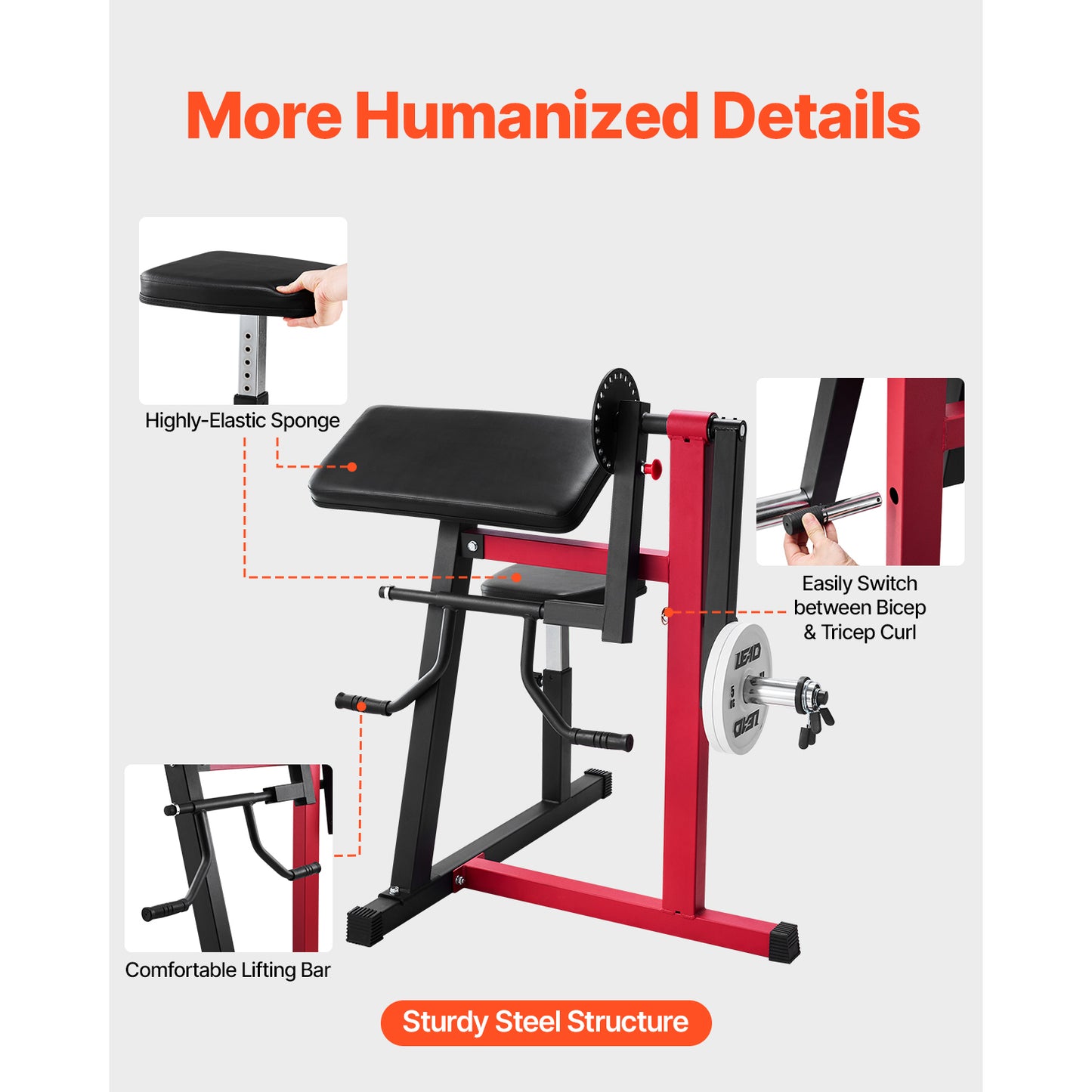 Preacher Curl Machine 2-in-1 Bicep Tricep Extension Bench 165 lb. Capacity Adjustable Arm Isolation Station