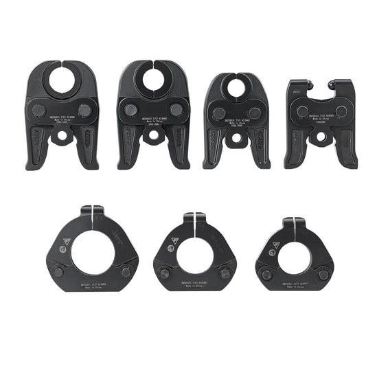 7PCS VMP Pressing Kit 1/2in to 2in - 3PCS Press Jaws, 3PCS Press Rings, 1PCS Actuator - Compatible with Megapress Carbon Steel Pipes, Work with 32KN Standard Press Tools - with Case