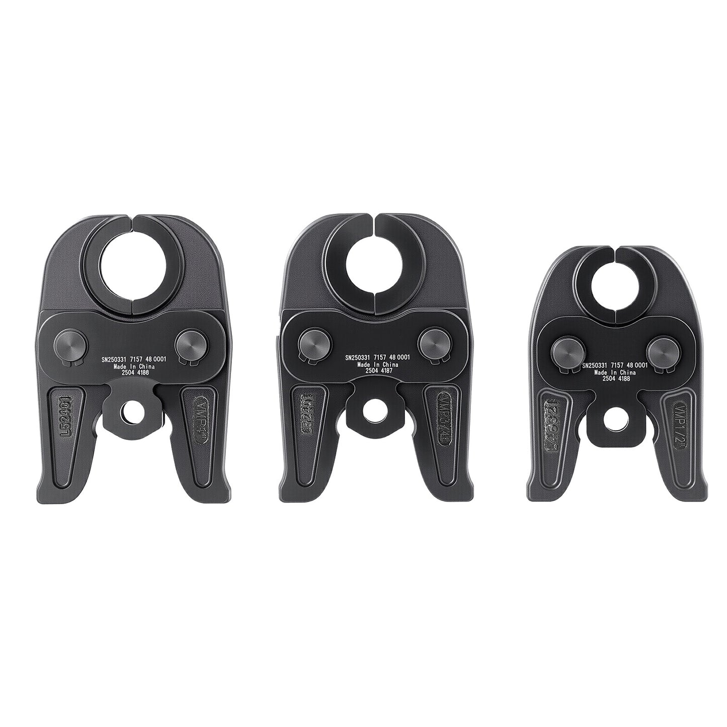 VMP Press Jaws, 3PCS Pressing Jaws 1/2in, 3/4in  1in - Compatible with Megapress Carbon Steel Pipes, Work with 32KN Standard Press Tools, Includes Carrying Case
