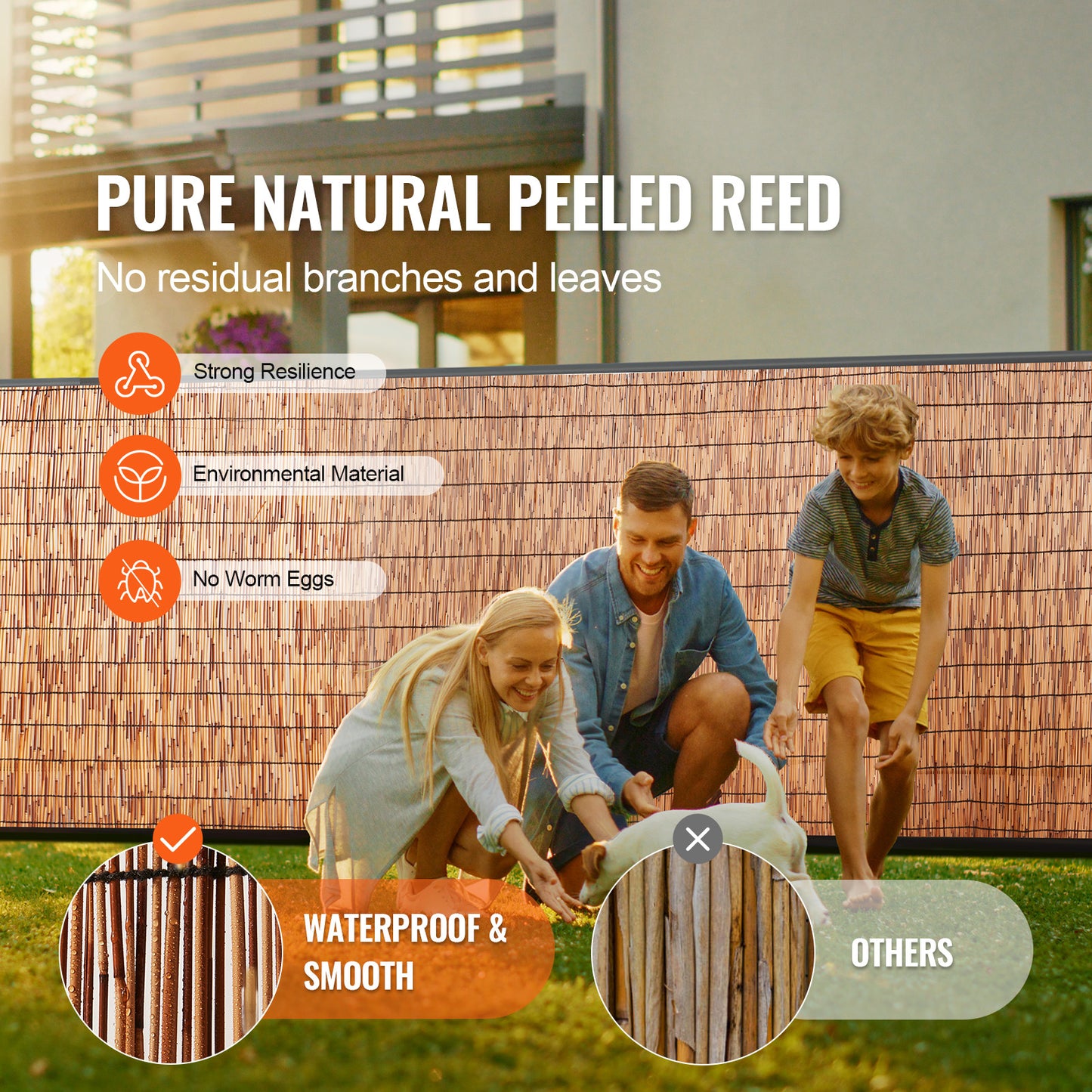 Natural Reed Fencing Roll 3.3 ft. x 13.3 ft., Privacy Screen Panel for Backyard Patio Balcony, Brown