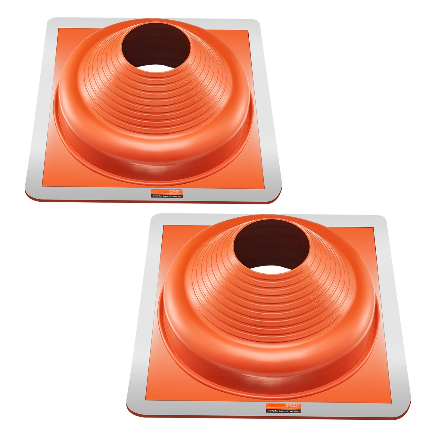 2Pcs Roof Pipe Flashing Boots, Fit Pipe OD 6-3/4in to 14in, Flexible Silicone Roofing Jack Pipe Flashing, High Temp -101¨H to 437¨H, Square Metal Base, for Chimney, Wood Stove  Outdoor Vent Pipes