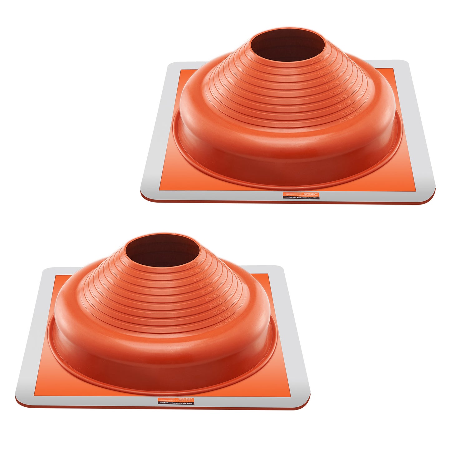 2Pcs Roof Pipe Flashing Boots, Fit Pipe OD 6-3/4in to 14in, Flexible Silicone Roofing Jack Pipe Flashing, High Temp -101¨H to 437¨H, Square Metal Base, for Chimney, Wood Stove  Outdoor Vent Pipes