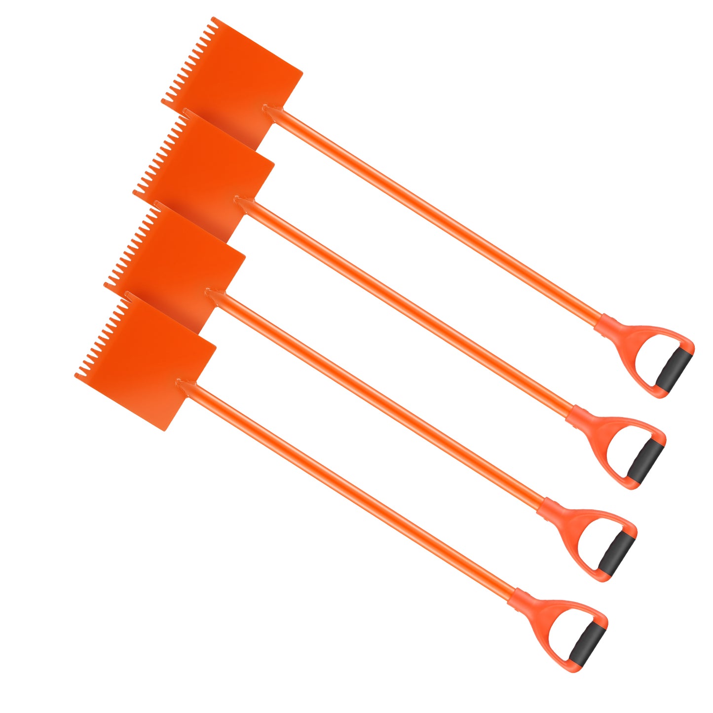 Shingle Shovel 4 Pack, D-Grip Handle Shingle Roof Ripper, High Hardness 45# Steel  Lightweight Easy Tearing Off Roofing  Nails Tool, ideal for Commercial and Residential Use,Orange