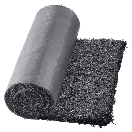 Rubber Mulch Mat for Landscaping 96 x 22 in., Recycled Rubber Pathway Roll, Black Garden Edging Border