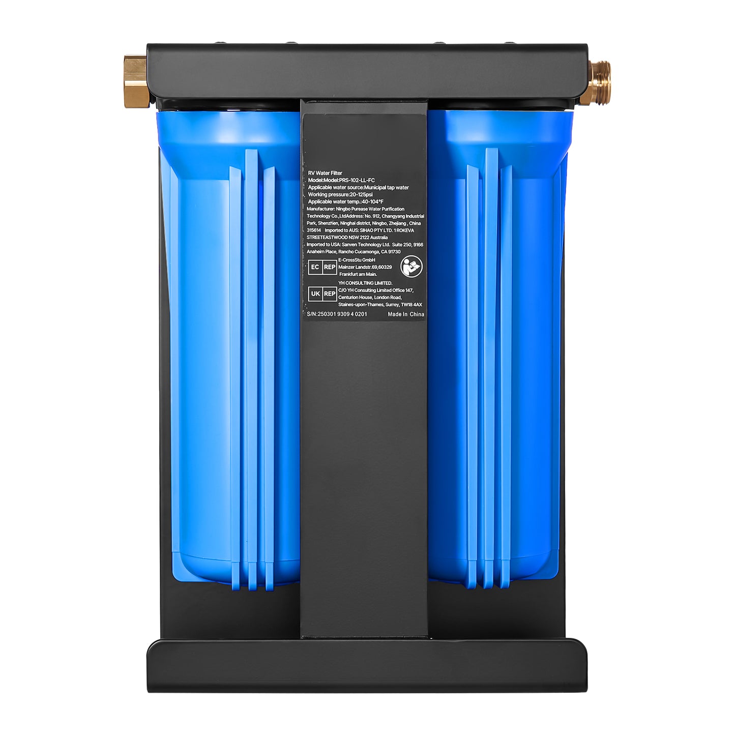 RV Water Filtration System, 2-Cartridge Water Filter System for Campers, Remove Chlorine, Bad Tastes, Odors, and Most Contaminants, RV Filter with Bracket for RVs, Boats, Vans