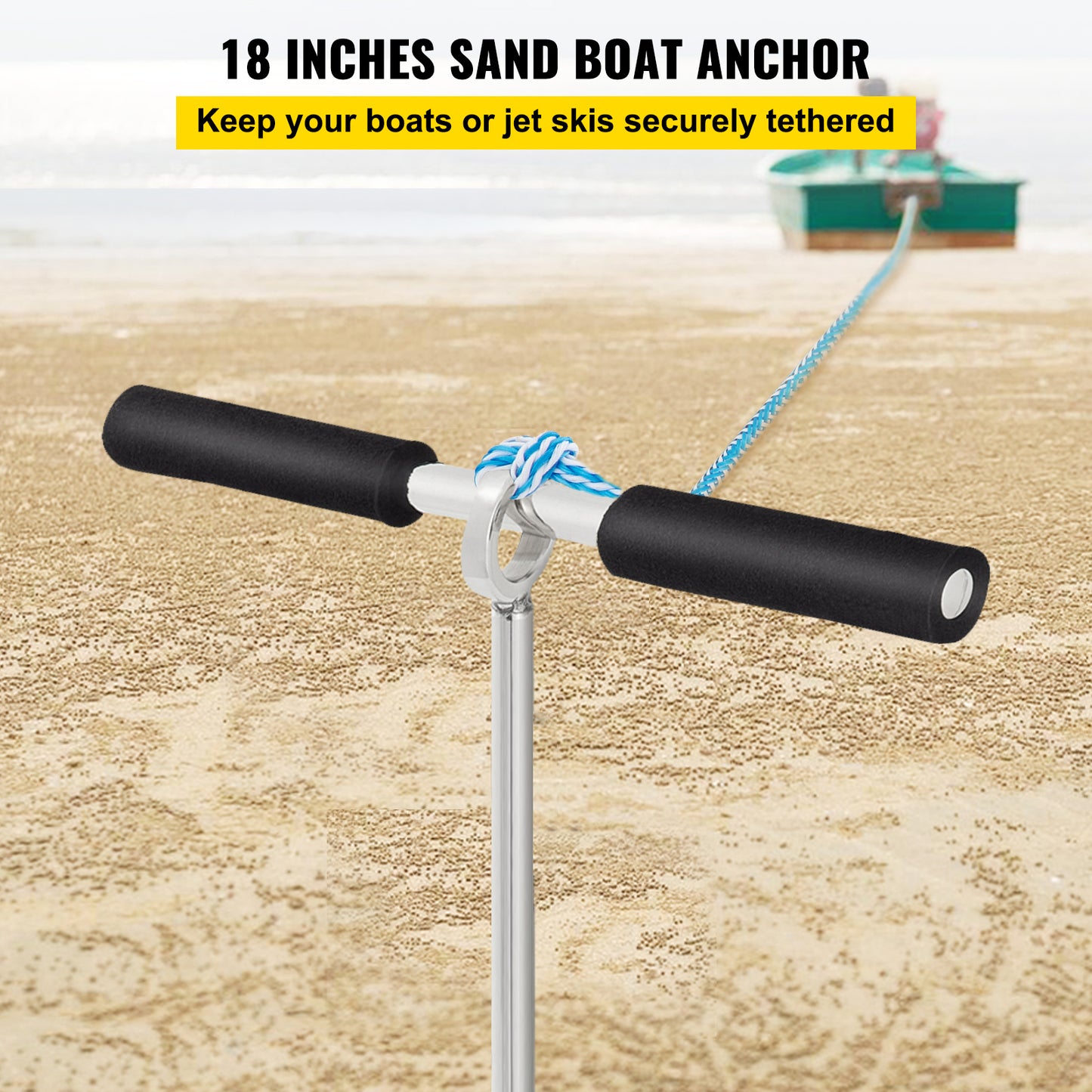 18 in. Sand Anchor 316 Stainless Steel Screw Anchor for Jet Ski PWC Kayak Pontoon with Bungee Line