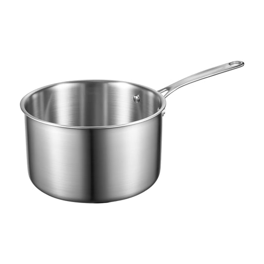 4 Qt. Stainless Steel Saucepan with Glass Lid, Tri-Ply Sauce Pot for Induction Gas Electric, Riveted Handle, Oven Safe
