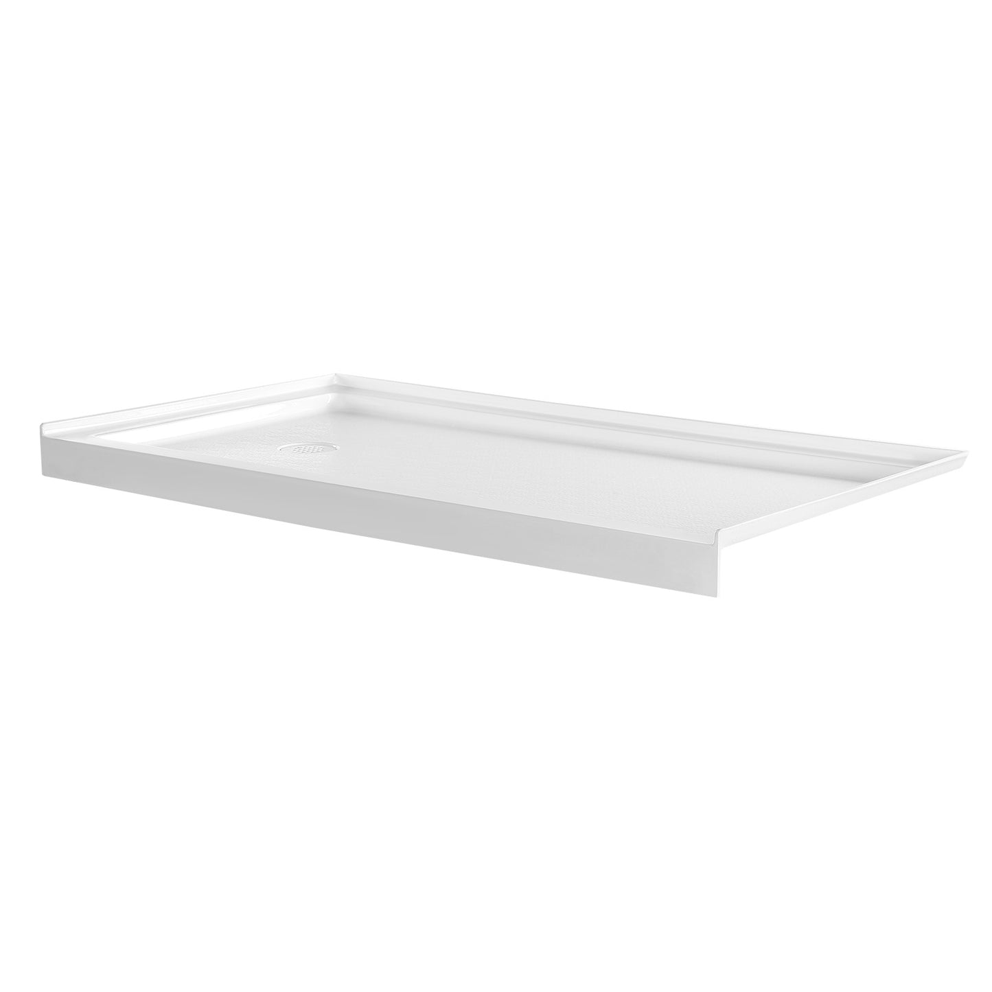 60 in. x 32 in. Single Threshold Shower Pan, Rectangle Acrylic Shower Base with Center Drain, Slip-Resistant White