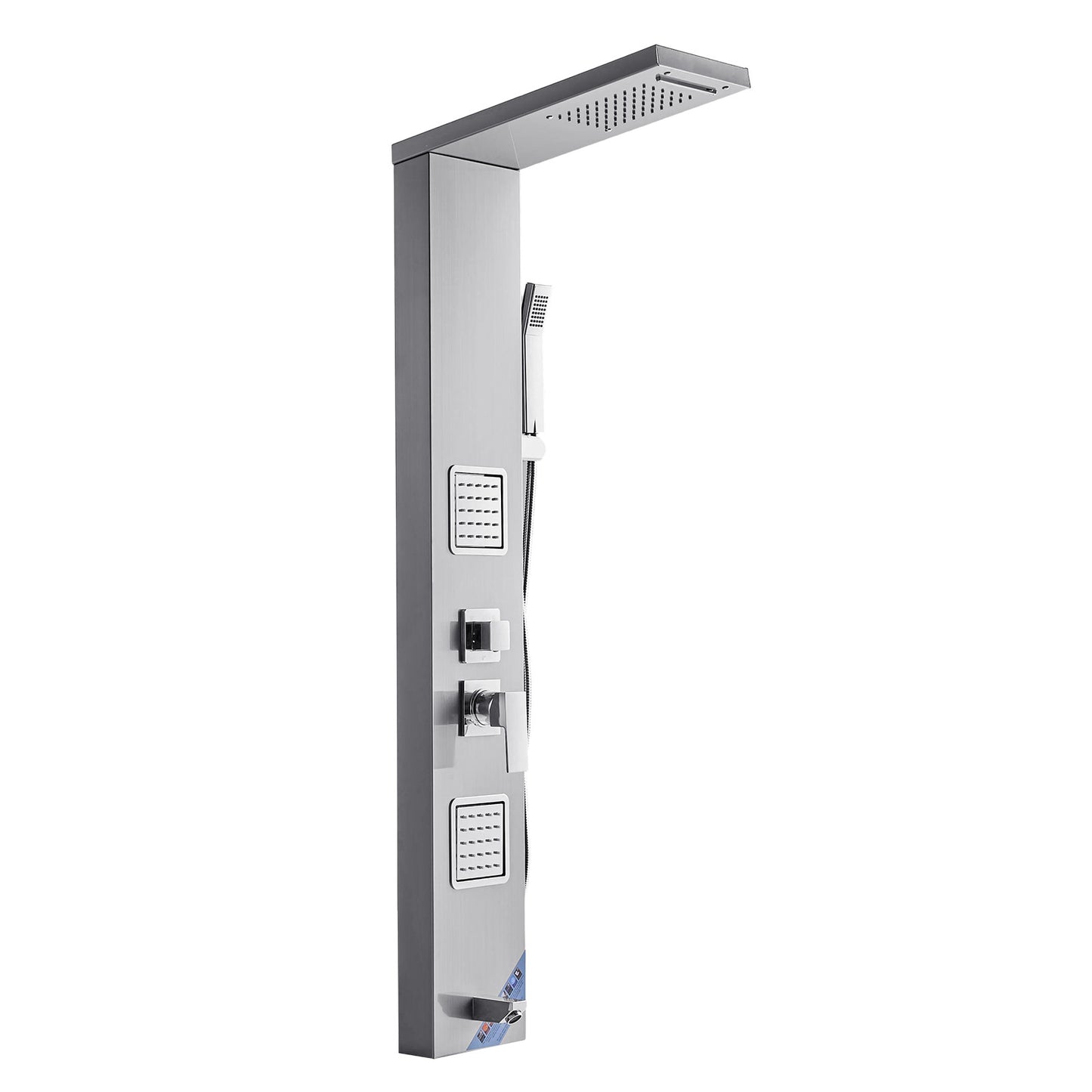 53 in. Shower Panel Tower System, 5-Function Rainfall Waterfall Column with 2 Body Jets, Handheld, Tub Spout