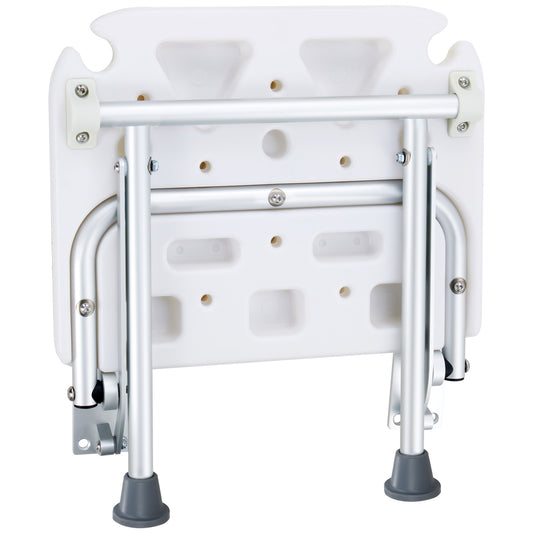 Folding Shower Seat Wall Mounted, 15.7 x 14.8 in. PE Fold Up Shower Bench, 500 lb. Capacity, Fold Down Shower Chair