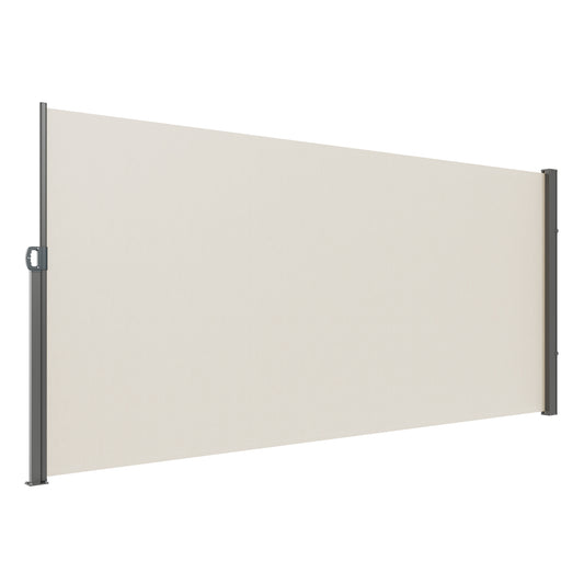 71 in. x 138 in. Retractable Side Awning, Patio Privacy Screen, UV 30+ Polyester Wind Screen, Beige