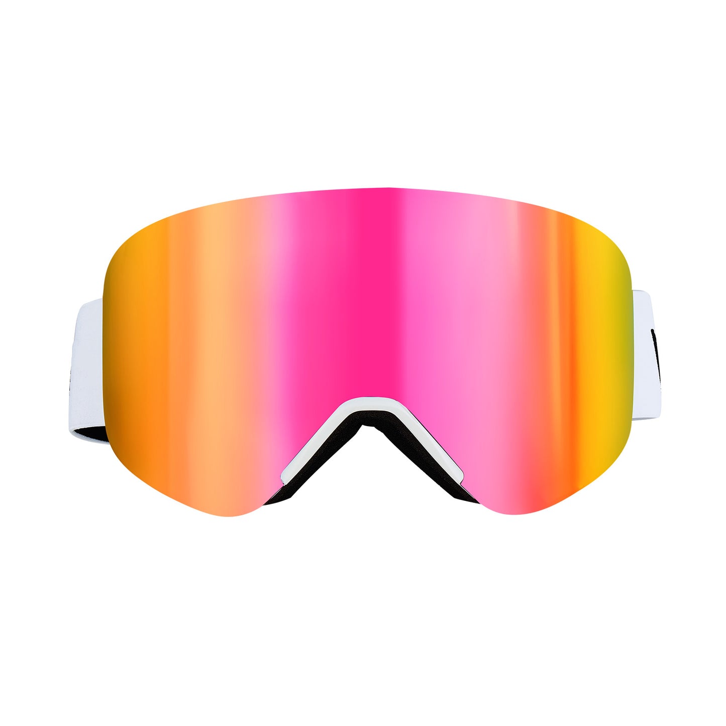 Magnet Ski Goggles, Cylindrical Lens with Pink Revo, OTG Anti-Fog Snow Goggles, Quick Swap Magnetic Lens