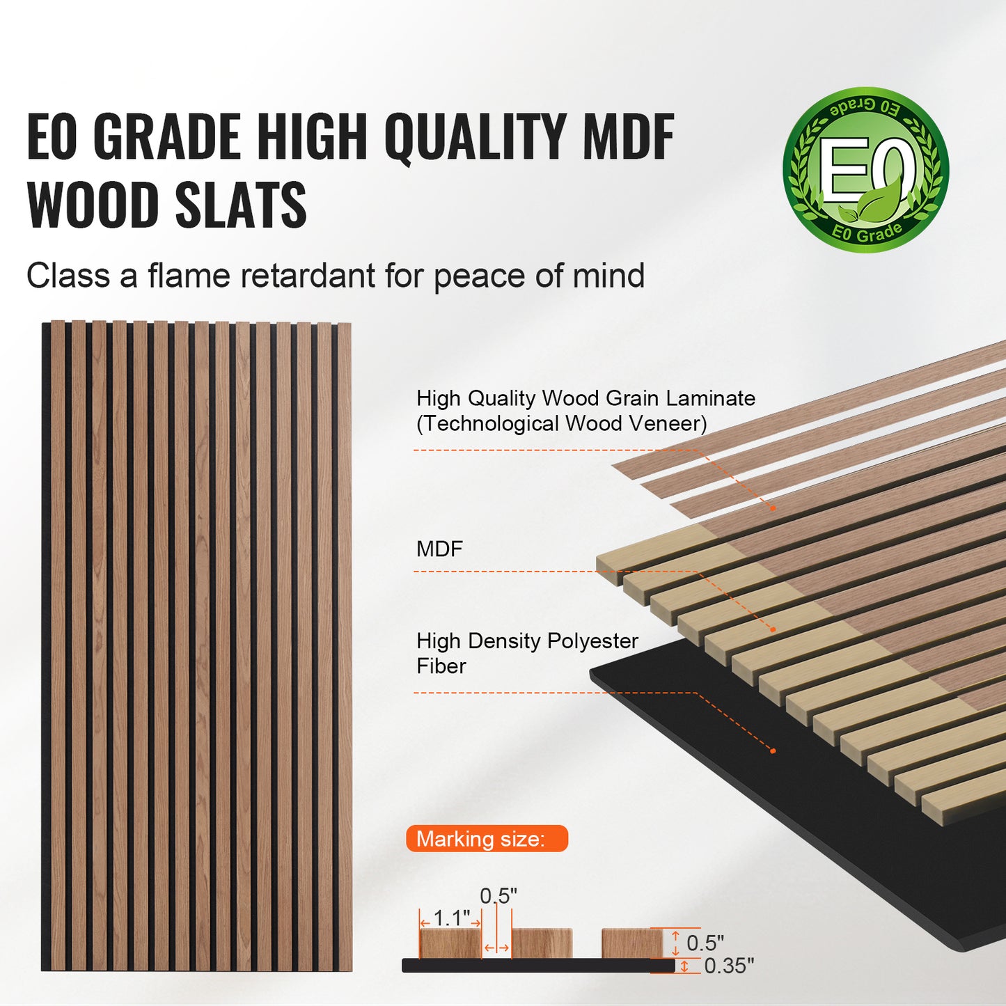 Wood Slat Acoustic Panels, 23.6 x 47.2 inch, MDF Accent Wooden Wall Panels for Modern Interior Wall, Faux Wood Wall Board Panels for Stylish Decor and Noise Reduction, Walnut