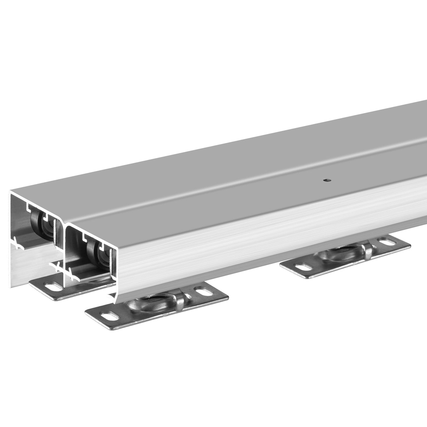 Bypass Door Hardware, 5ft Heavy Duty Bypass Sliding Door Hardware Kit, Aluminum Alloy Sliding Closet Door Hardware Set for 2 Door System, Fit Door Thickness 1 3/8 in - 1 3/4in, Easy to Install