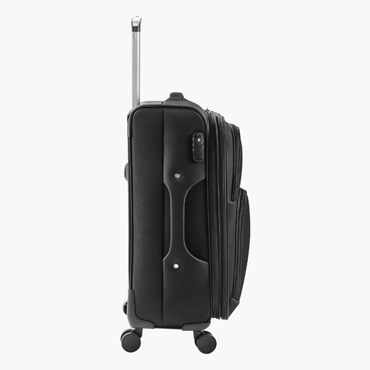 Softside Checked Luggage 24 in. Expandable Medium Suitcase with Spinner Wheels and TSA Lock, Black