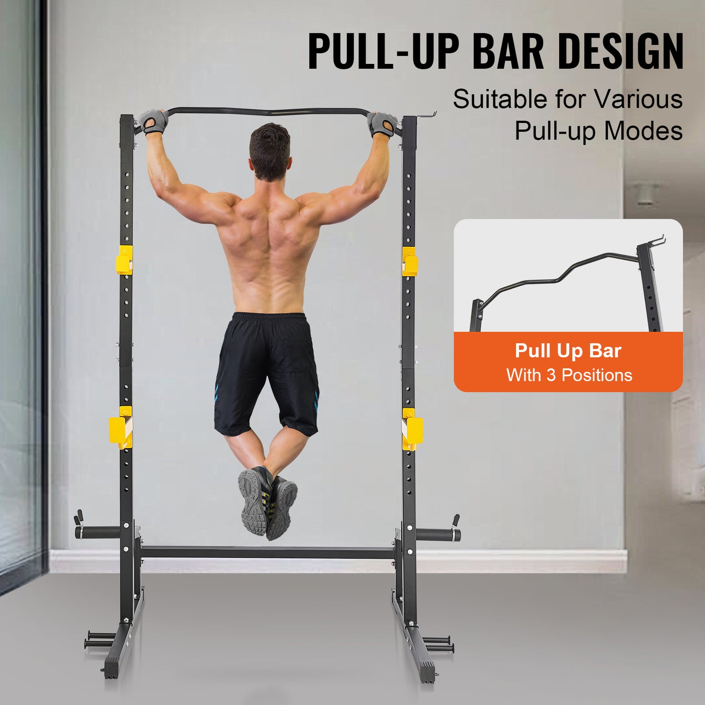 Squat Stand Power Rack, Multi-Function Cage with Pull-Up Bar, 800 lb. Hook Capacity, Adjustable Steel Home Gym Rack