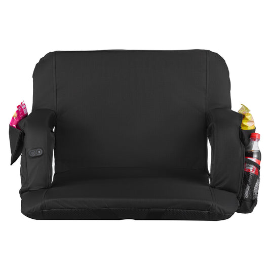 Heated Stadium Seat 25 in., Bleacher Chair with 3 Heating Levels, 6 Vibration Modes, 4 Pockets for Sports Camping