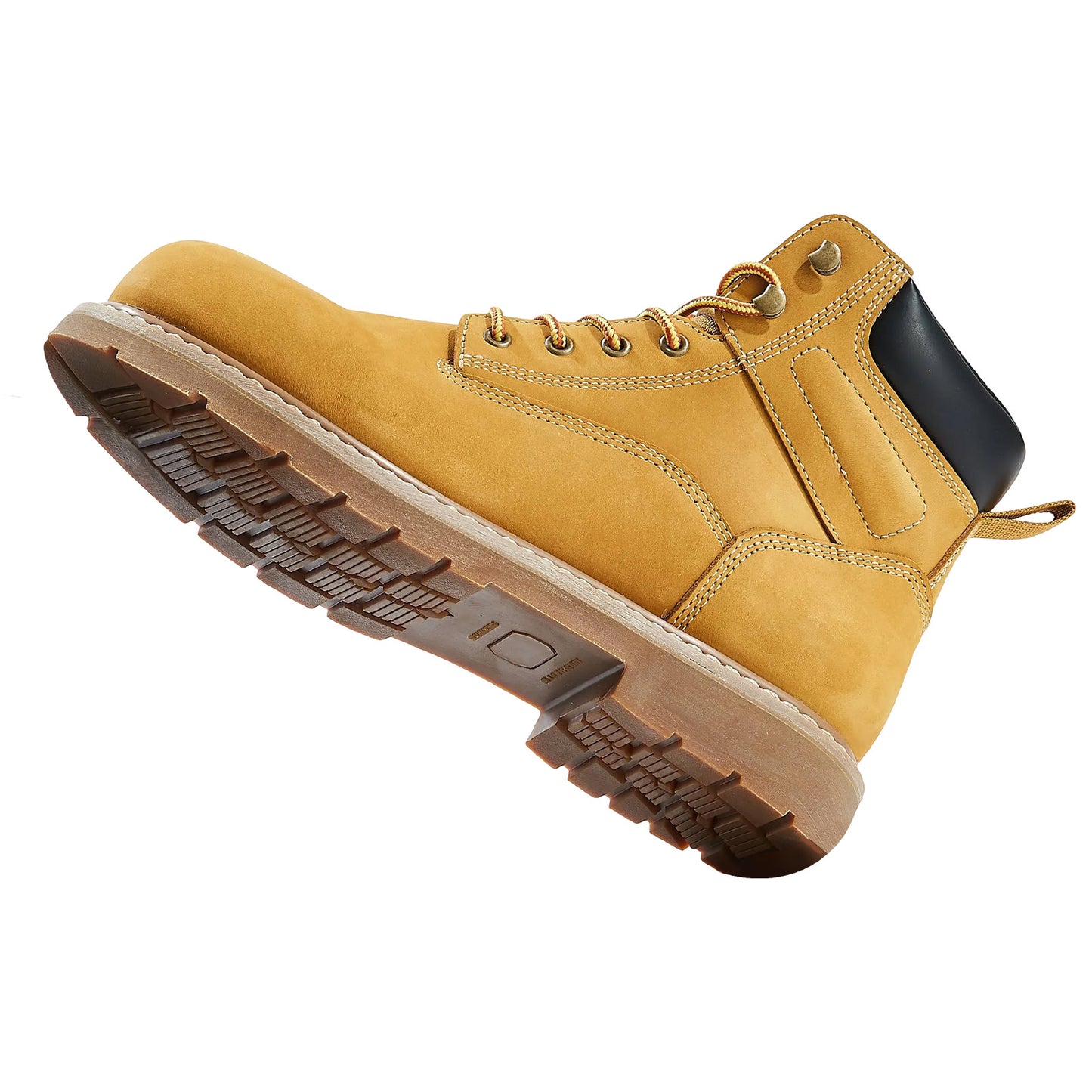 Steel Toe Work Boots for Men, US Size 11.5, Waterproof Slip-Resistant Industrial Boot, Rubber Sole, Brown Yellow