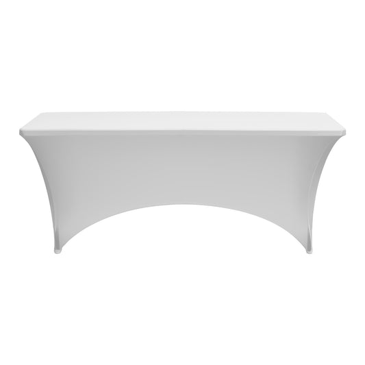 Fitted Tablecloth 10 Pack for 6 ft. Rectangle Tables, Stretch Spandex Table Covers, Washable, White, for Events