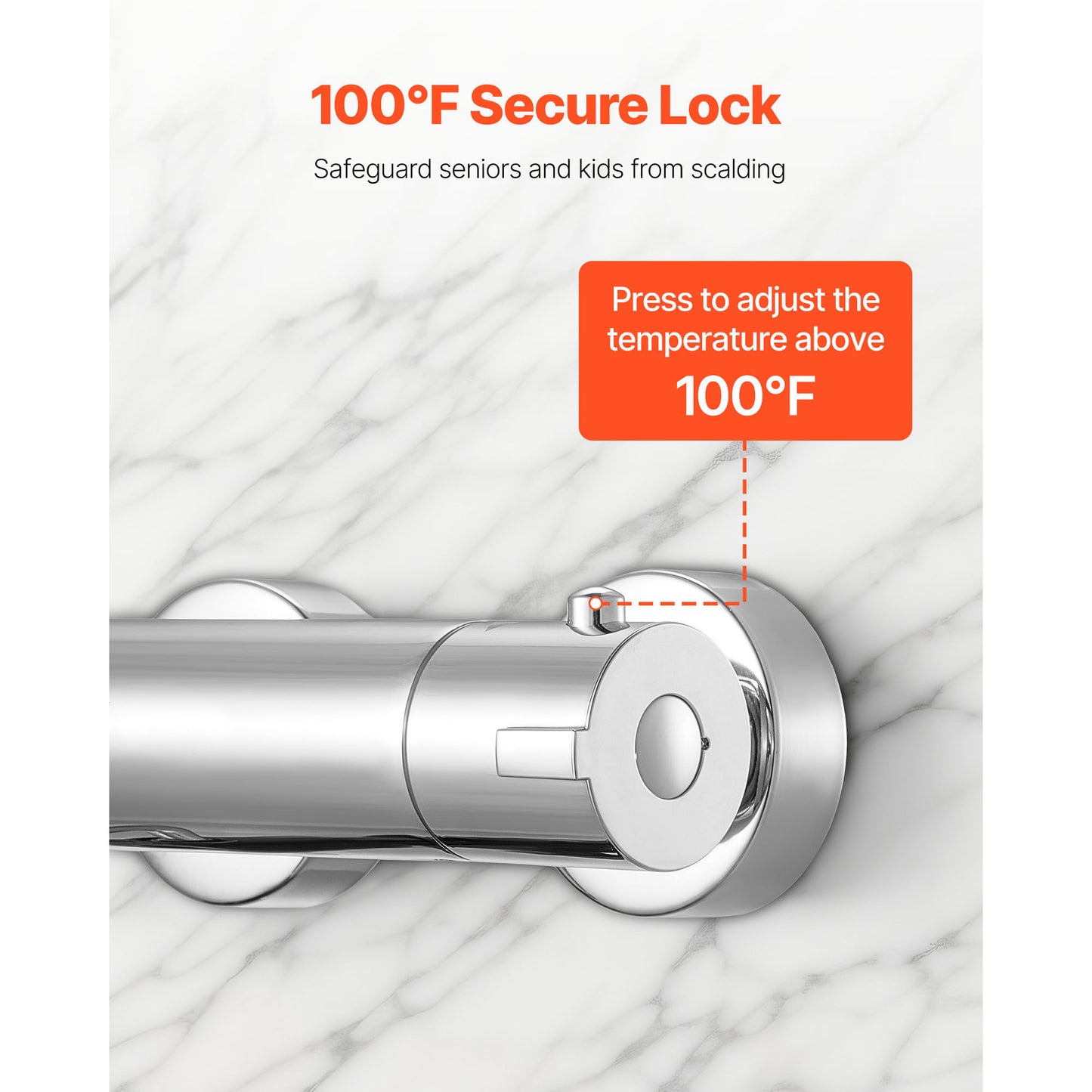 Thermostatic Shower Valve, Shower Faucet Mixer with 100 F Safe Lock, Brass Temperature Control for Bathroom RV, Chrome