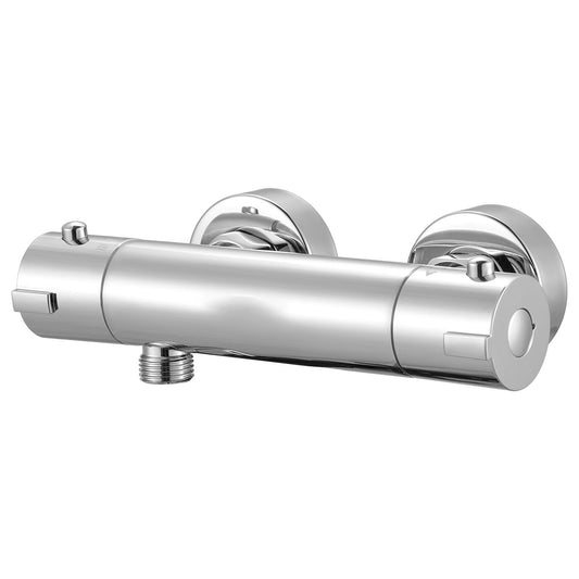 Thermostatic Shower Valve, Shower Faucet Mixer with 100 F Safe Lock, Brass Temperature Control for Bathroom RV, Chrome