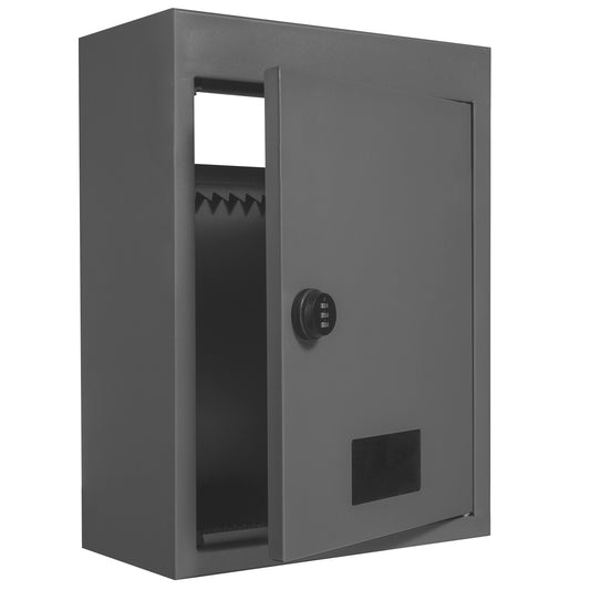 Through The Wall Drop Box, Heavy Duty Steel Through The Wall Mailbox with 2.8-7.9in 13in Combination Lock, 12.5x6.3x16.9 Mail Drop Box, Dark Gray