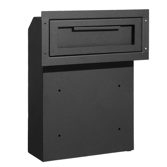 Through The Wall Drop Box, Heavy Duty Steel Through the Wall Mailbox with 2.8-7.9in 13in Combination Lock, 13x7x17in Mail Drop Box, Black