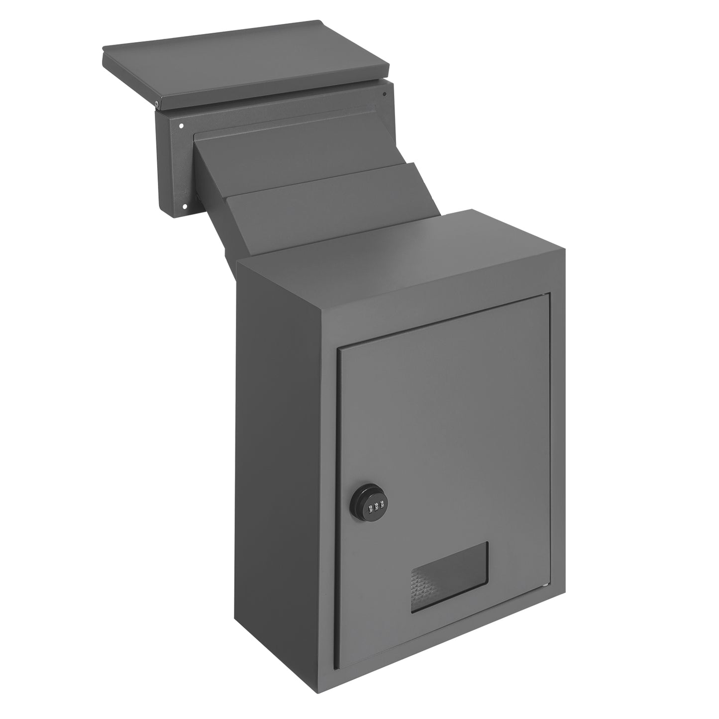 Through The Wall Drop Box, Heavy Duty Steel Through The Wall Mailbox with 2.8-7.9in 13in Combination Lock, 12.5x6.3x16.9 Mail Drop Box, Dark Gray