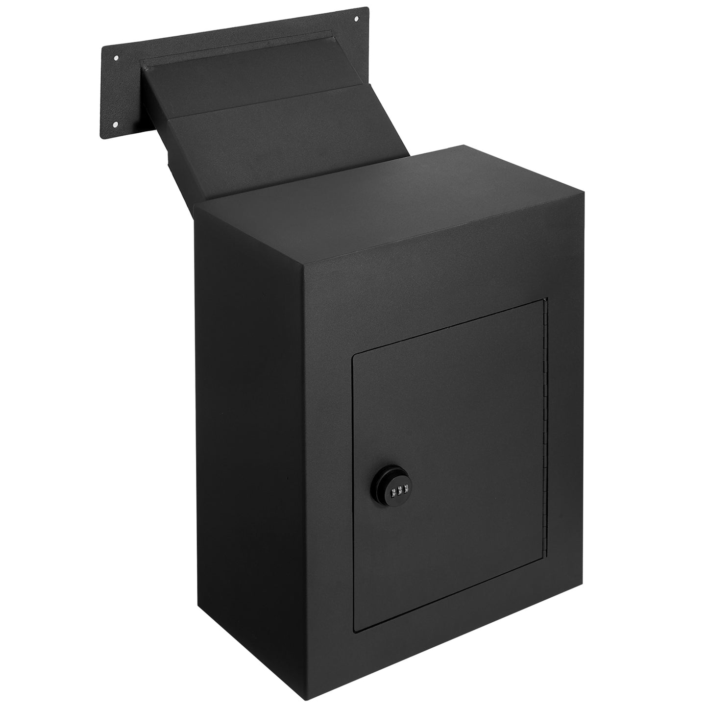 Through The Wall Drop Box, Heavy Duty Steel Through the Wall Mailbox with 2.8-7.9in 13in Combination Lock, 13x7x17in Mail Drop Box, Black