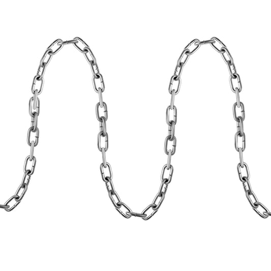 Proof Coil Chain, 1/4in x 100ft, 1540 lbs Safe Working Load, Zinc Plated Proof Tested Coil Chain with Two Quick Links, Galvanized Carbon Steel Link Chain for Towing, Hanging, Camping, Pet Towing