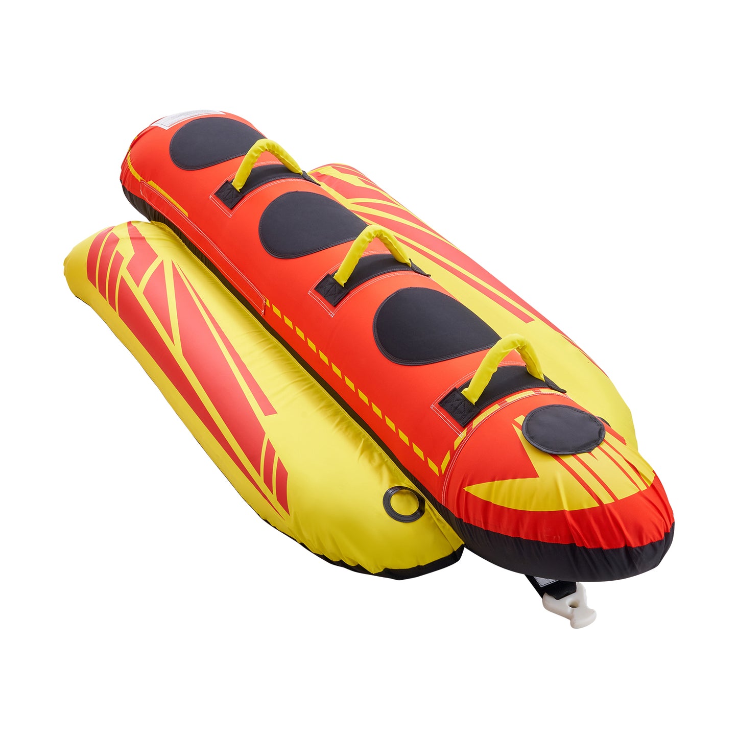1-3 Rider Hot Dog Towable Tube, 510 lb. Capacity Inflatable Water Sport Tube with Nylon Cover, Padded Handles