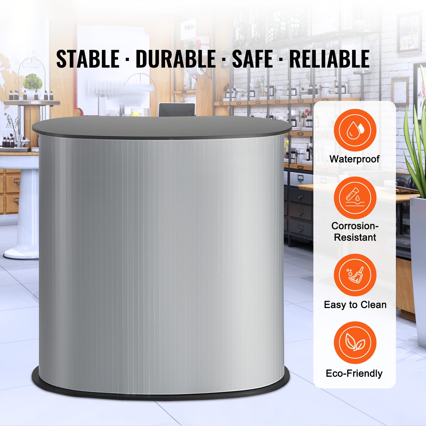 Portable Tradeshow Podium Table 35.43 in. x 19.29 in. x 37.01 in., PVC Display Counter with Wall and Carrying Bag