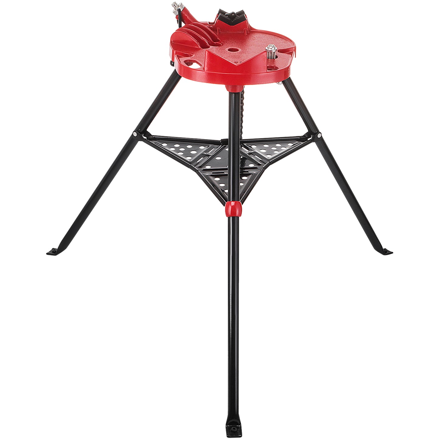 460-6 Tripod Pipe Chain Vise 1/8in-6in Capacity, Pipe Stand Portable Foldable Steel Legs, Pipe Stands with Tool Tray, Tripod Stand Chain Vise Ideal for a Variety of Pipe Materials