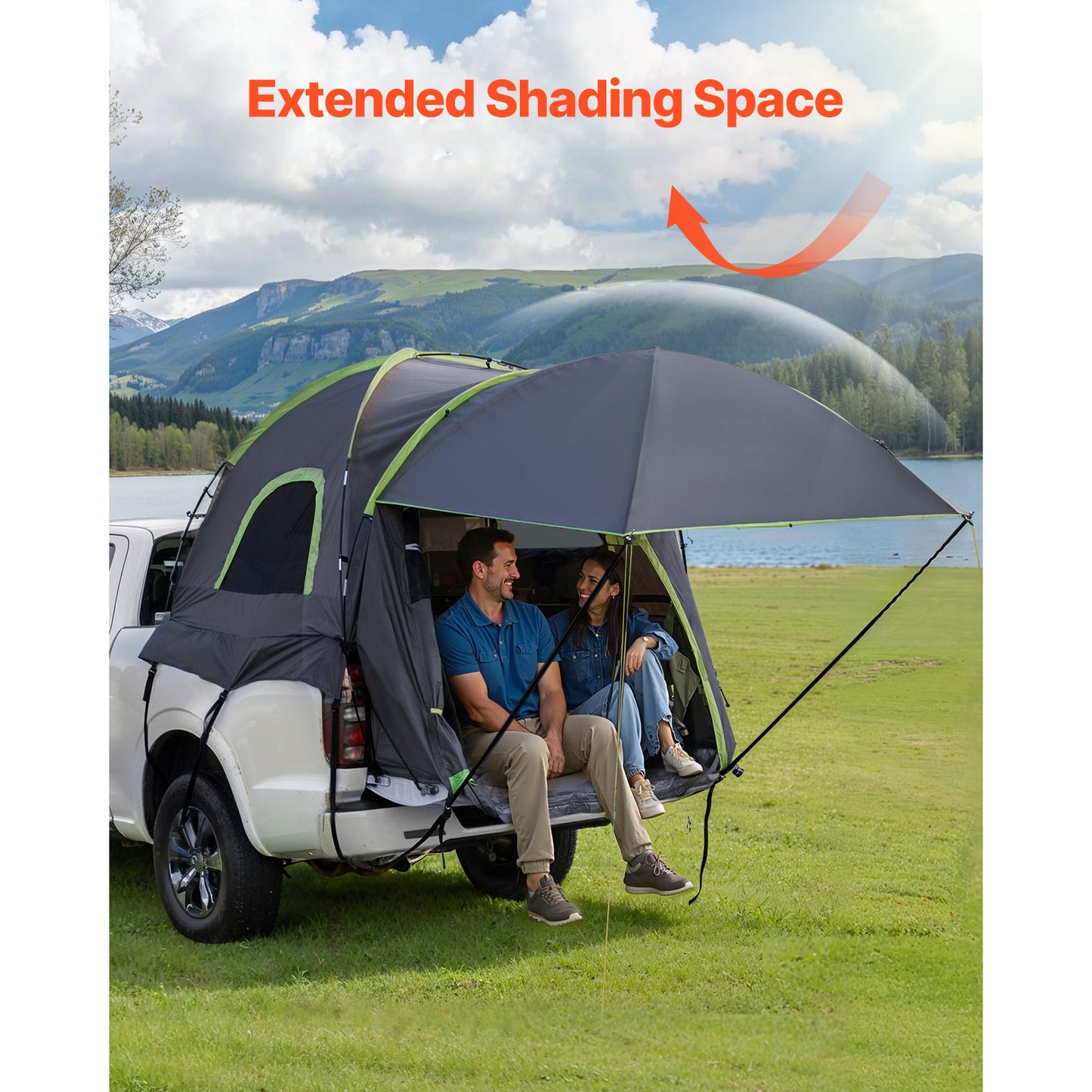 Pickup Truck Tent for 5.5-6.0 ft. Beds, Waterproof PU 2000 mm, Sleeps 2-3, 5.3 ft. Awning, Rainfly Included