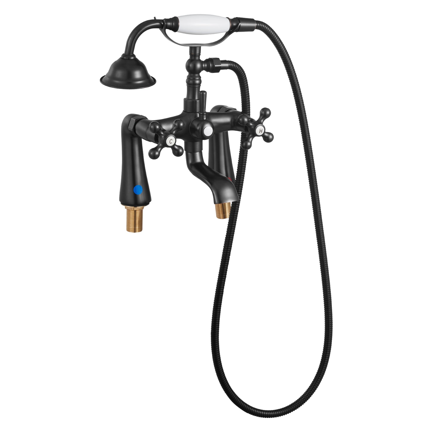 Deck Mount Clawfoot Tub Faucet with Handheld Shower, Oil-Rubbed Bronze Tub Filler, 360-Degree Spout, 59 in. Hose