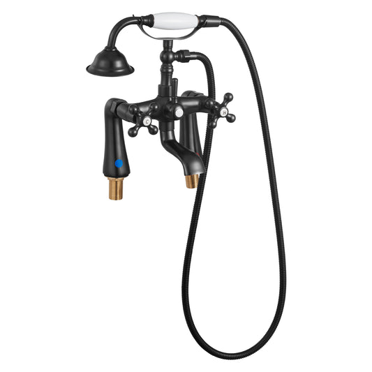 Deck Mount Clawfoot Tub Faucet with Handheld Shower, Oil-Rubbed Bronze Tub Filler, 360-Degree Spout, 59 in. Hose