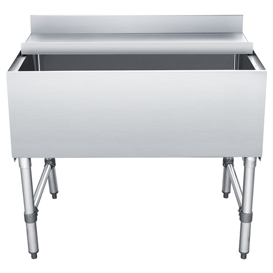 Commercial Ice Bin 134.7 qt., 36 x 24 x 33 in. Stainless Steel Ice Chest, Sliding Lid, 24 Hour Insulation, NSF