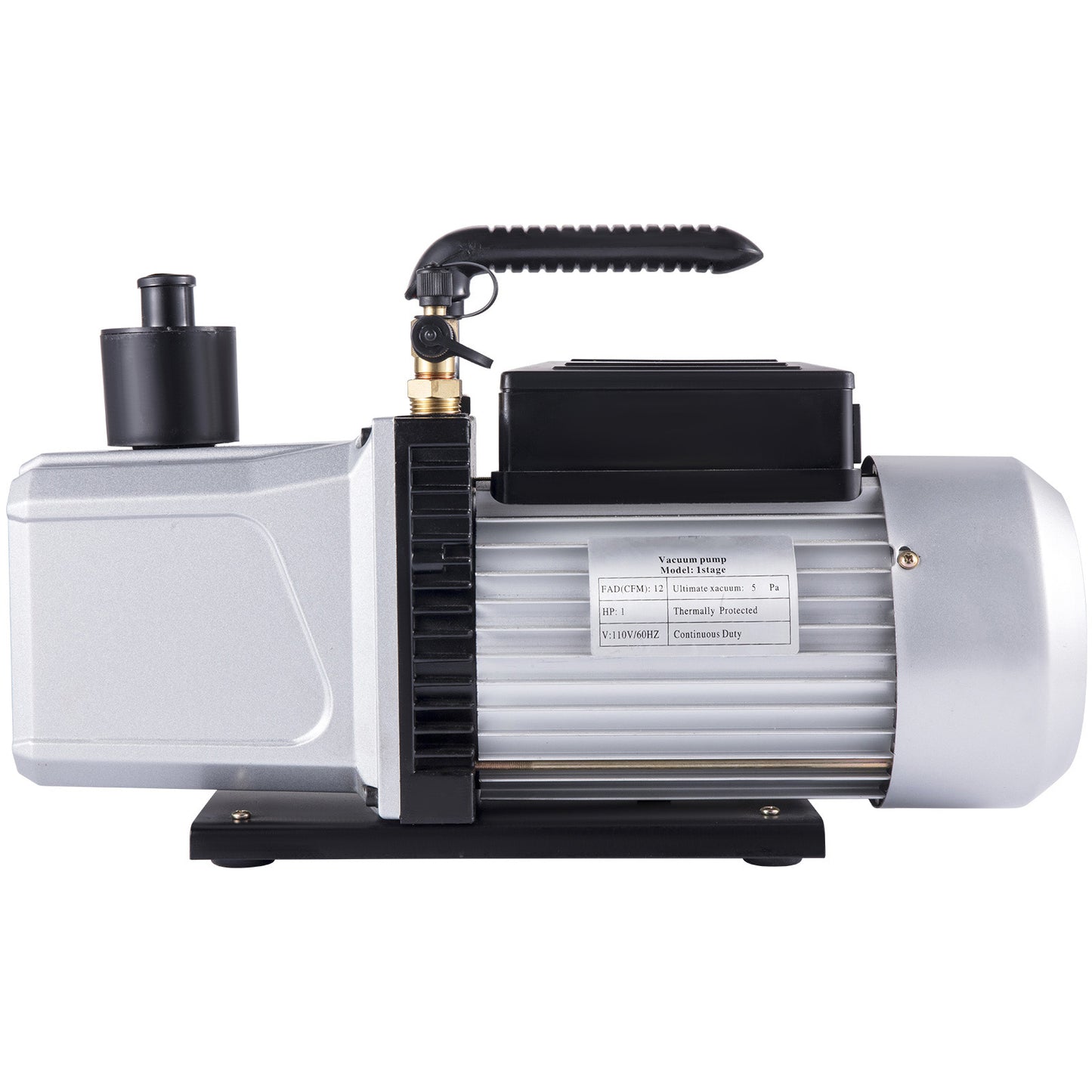 Vacuum Pump 12CFM 1 HP Single Stage Air Conditioning Vacuum Pump 110V 5PA Ultimate Vacuum Refrigerant HVAC Air Tool Rotary Vane Vacuum Pump for Automobile Vacuum Evacuation (1-Stage, 12CFM)