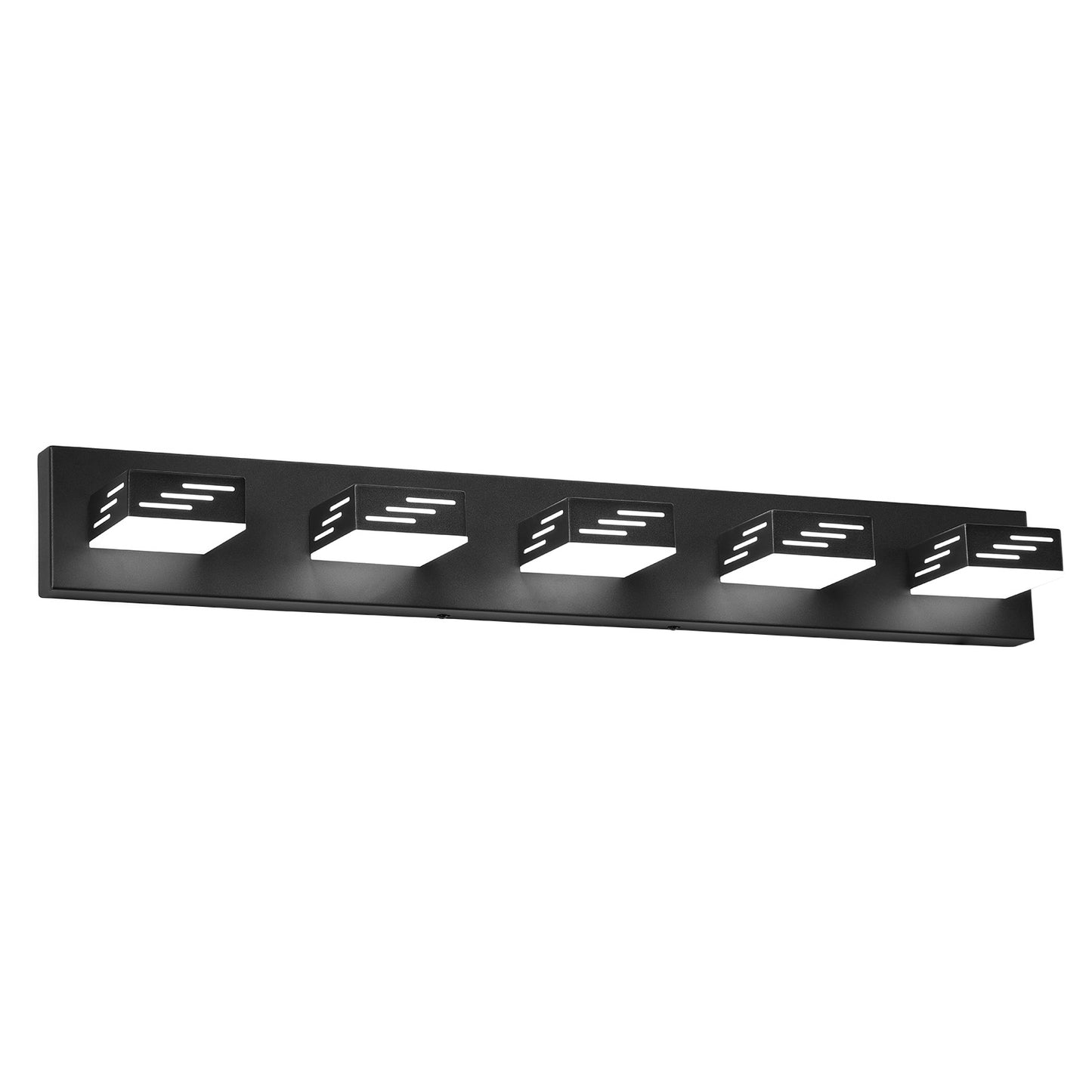 LED Bathroom Vanity Fixture, 5-Light 33.5 Inch Wall Mount, Black Modern Design, IP44 Waterproof, 6000K
