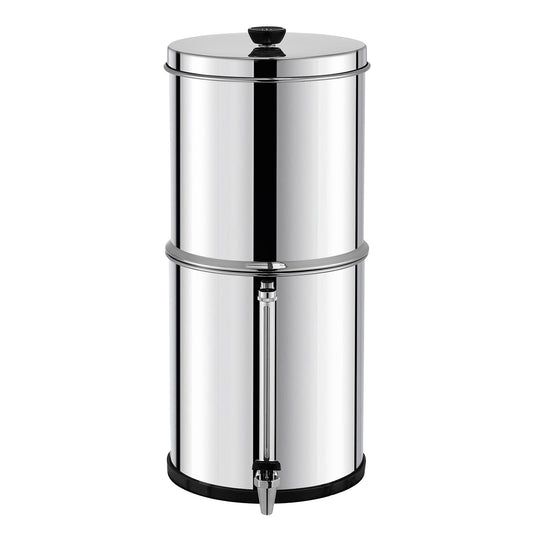 Gravity Water Filter System, 2.25 gal. 304 Stainless Steel Countertop Filtration, Water-Level Spigot  2 Carbon Filters