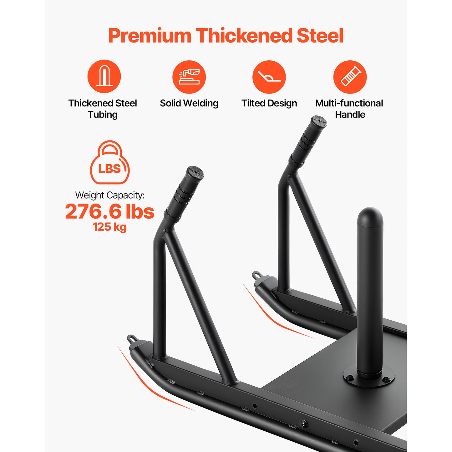Weight Sled Steel Power Sled Fitness Strength Training Sled with Handle 276 lb. Capacity for 1 in. 2 in. Plates