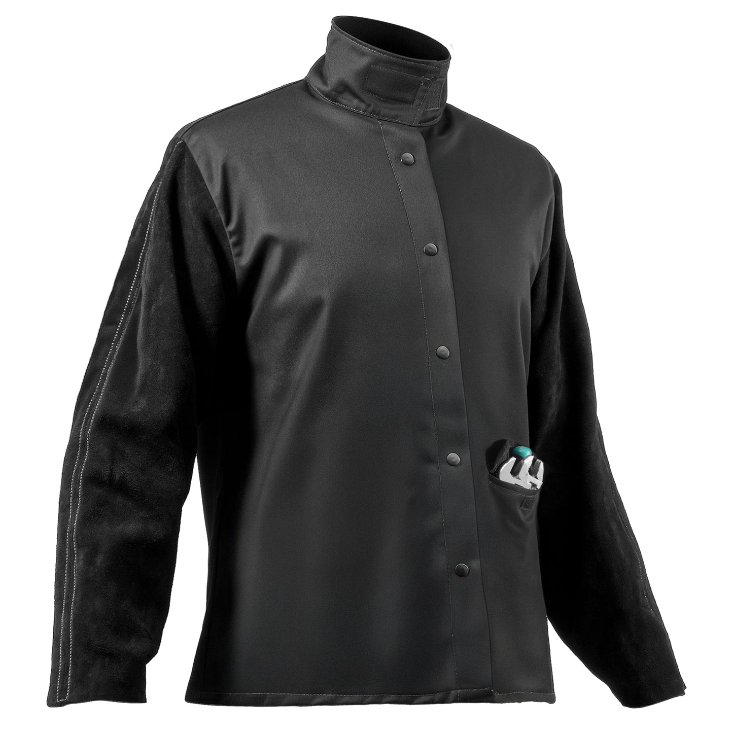 M Flame Resistant Welding Jacket, Split Cowhide Sleeves + 9 oz. FR Cotton Body, ATPV 9.2 Cal/cm2 Safety Coat