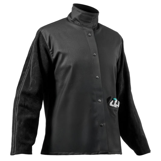 M Flame Resistant Welding Jacket, Split Cowhide Sleeves + 9 oz. FR Cotton Body, ATPV 9.2 Cal/cm2 Safety Coat
