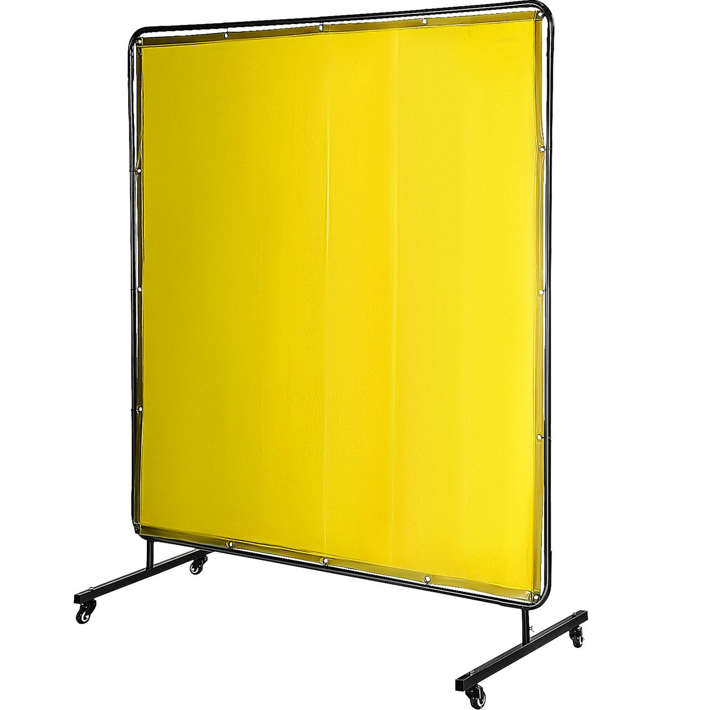 Welding Screen with Frame 6\ft x 6\ft, Welding Curtain with 4 Wheels, Welding Protection Screen Yellow Flame-Resistant Vinyl, Portable Light-Proof Professional